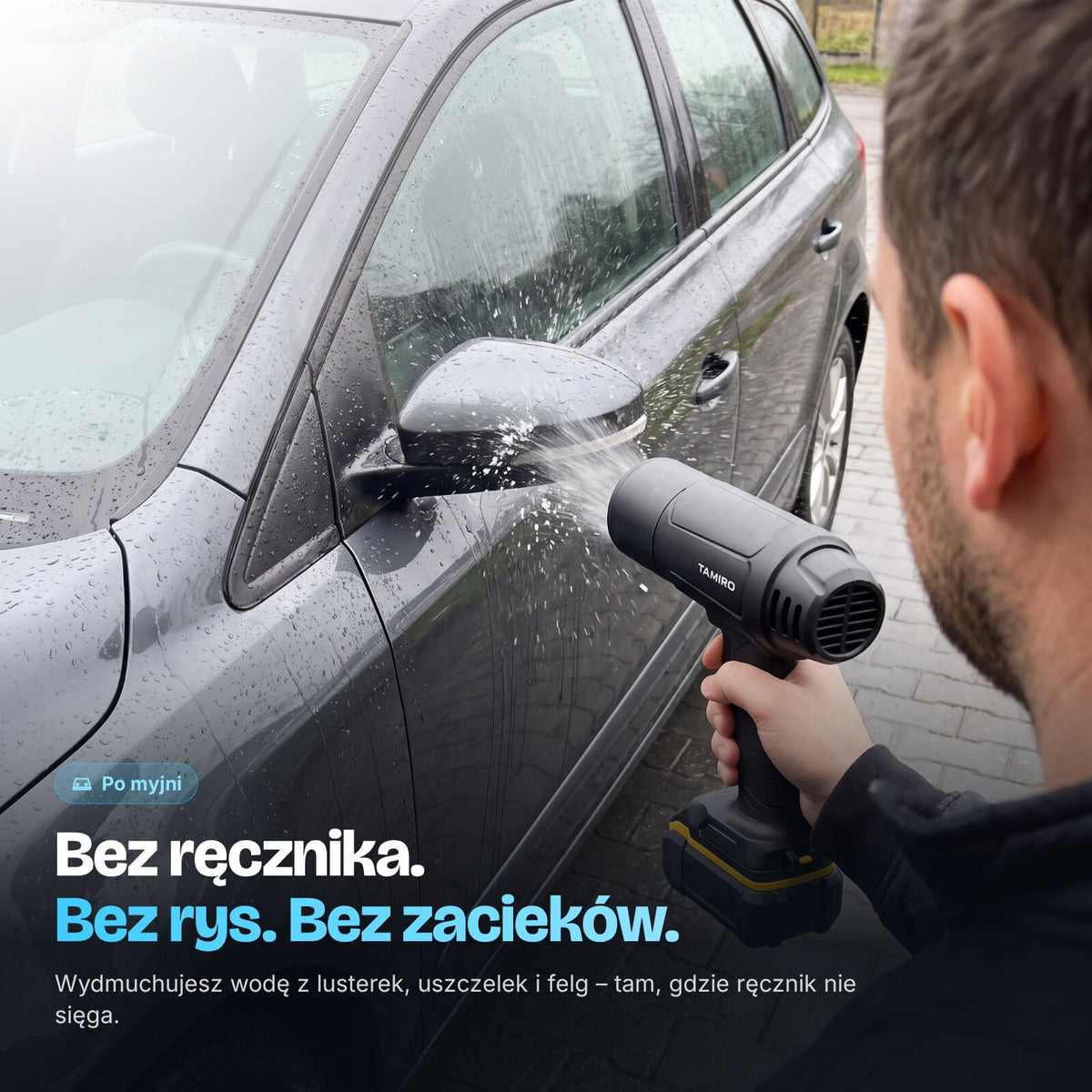Bez ręcznika, bez rys, bez zacieków – osuszanie auta po myjni dmuchawą Tamiro